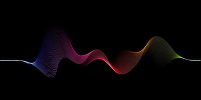 soundwave background with rainbow coloured flowing lines design vector