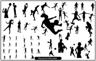 Silhouettes of playing girls vector