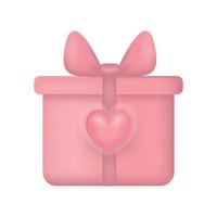 Vector illustration of a gift box with a heart 3D