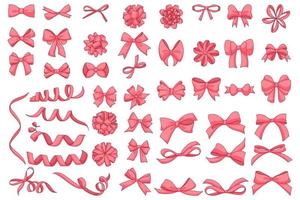 Vector set of assorted pink ribbon styles perfect for use as decoration and sticker