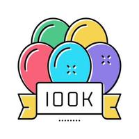 Ilustración de vector de icono de color de globos de celebración de fiesta de 100k