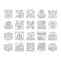 conjunto de iconos de colección de procesos de trabajo del sistema vector