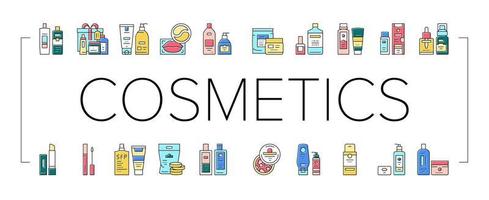 paquete de cosméticos iconos de productos de belleza establecer vector