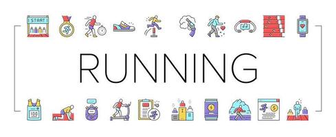 Running Athletic Sport Collection Icons Set Vector