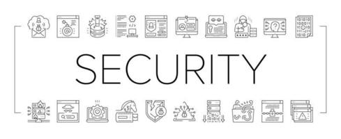 Cyber Security System Technology Icons Set Vector