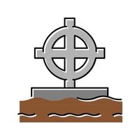 tomb cross color icon vector isolated illustration