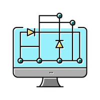 scheme on computer screen for semiconductor manufacturing color icon vector illustration