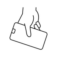 Ilustración de vector de icono de línea de teléfono móvil de mano