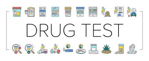 Drug Test Examination Device Icons Set Vector