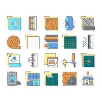 Insulation Building Collection Icons Set Vector