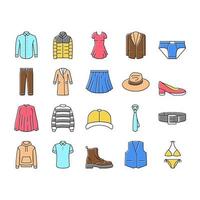 Clothes And Wearing Accessories Icons Set Vector