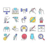 Hobby Leisure Time Collection Icons Set Vector
