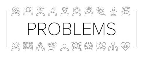 Psychological Problems Collection Icons Set Vector