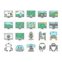 iconos de dispositivos y electrónicos de videojuegos establecidos vector