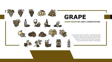 vector de encabezado de aterrizaje de fruta de racimo de vino de uva verde