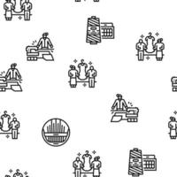 Tailor Worker Sewing Occupation vector seamless pattern