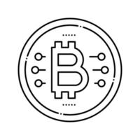 bitcoin moneda ico línea icono vector ilustración
