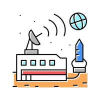 space base sending signal on earth color icon vector illustration