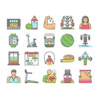 Fitness Health Athlete Training Icons Set Vector