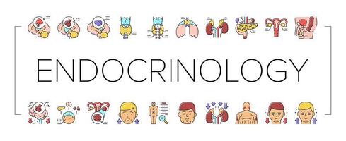 Endocrinology Medical Disease Icons Set Vector