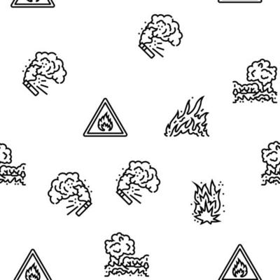 flame hot fire burn bonfire heat vector seamless pattern