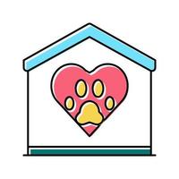 ilustración de vector de icono de color de mascota doméstica de amor