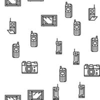 retro gadget technology device vector seamless pattern