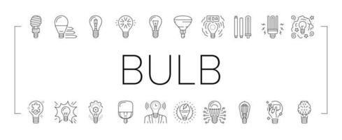 Bulb Electrical Energy Accessory Icons Set Vector