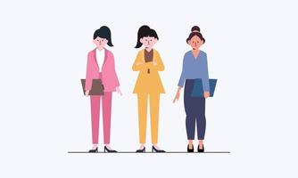 las empresarias confiadas se unen. mujeres empresarias fuertes se apoyan mutuamente vector