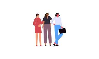 Confident businesswomen stand together. Strong females entrepreneurs support each other vector