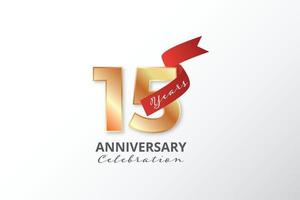 15 Years Anniversary gold logo illustration template design vector