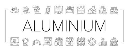 conjunto de iconos de colección de producción de aluminio vector