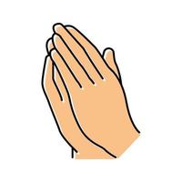 pray hand gesture color icon vector illustration