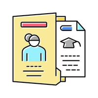 biography check and verification of candidates color icon vector illustration