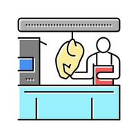 worker control chicken carcass in factory color icon vector illustration