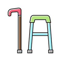 stick and walking frame for old people color icon vector illustration