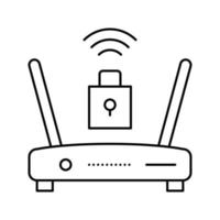 Ilustración de vector de icono de línea de bloqueo de enrutador wifi