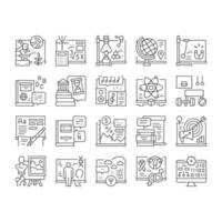 School Subjects Learn Collection Icons Set Vector