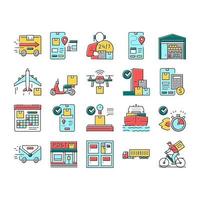 Delivery Service Application Icons Set Vector