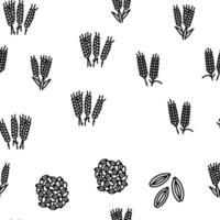 barley cereal grain harvest vector seamless pattern