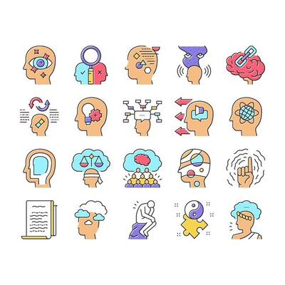 Philosophy Science Collection Icons Set Vector