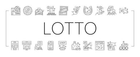 Lotto Gamble Game Collection Icons Set Vector