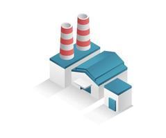 Flat isometric concept 3d illustration modern warehouse and factory industrial minimalist building vector