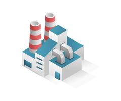 Flat isometric concept 3d illustration modern factory industrial minimalistic building vector