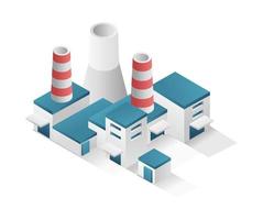 Flat isometric concept 3d illustration of factory industrial building with chimney vector