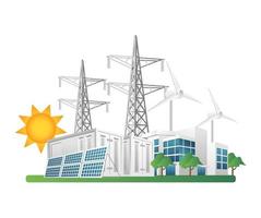 concepto isométrico plano ilustración 3d panel solar de energía verde ecológica vector