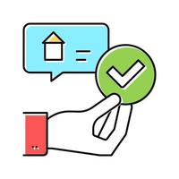 hand hold approved mark buy house color icon vector illustration