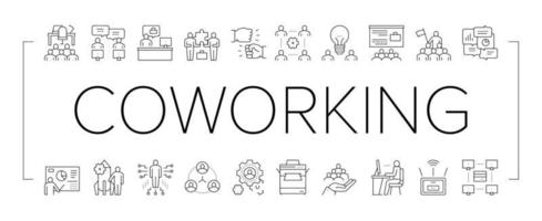 Coworking Service Collection Icons Set Vector