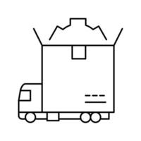 Ilustración de vector de icono de línea de carga de transporte de productos