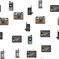 dispositivo de tecnología de gadget retro vector de patrones sin fisuras